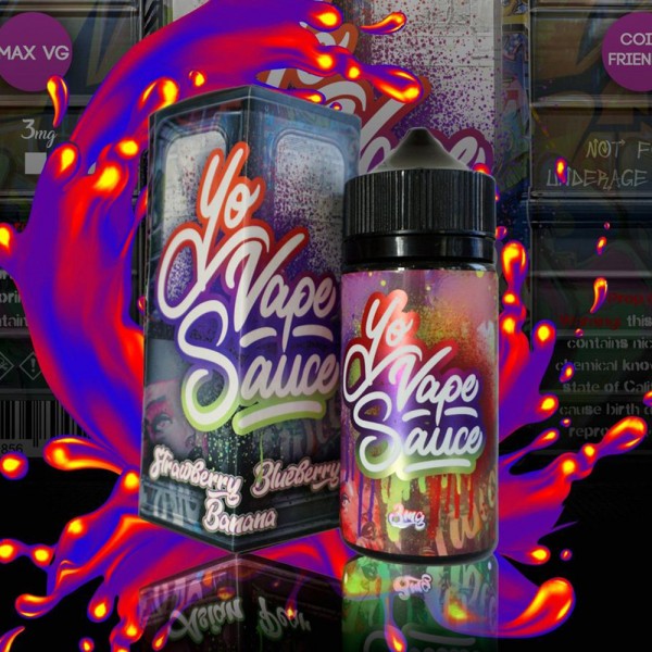 Yo Vape Sauce Premium PG+VG E-liquid E-juice 100ml(0mg/ml, Strawberry Blueberry Banana)